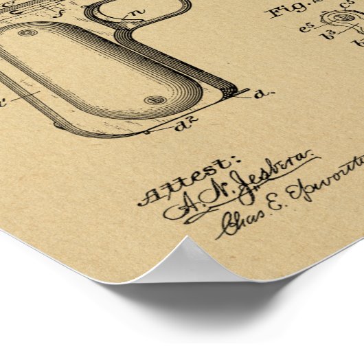 1897 Browning Pistool Patent Art Drawing Print (Hoek)