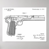 1897 Browning Pistool Patent Art Drawing Print (Voorkant)