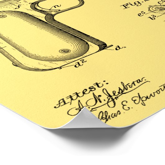 1897 Browning Pistool Patent Art Drawing Print (Hoek)