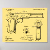 1897 Browning Pistool Patent Art Drawing Print (Voorkant)