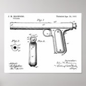 1897 Browning Pistool Patent Art Drawing Print (Voorkant)