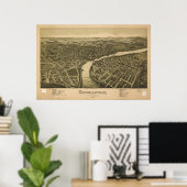 1897 Connellsville PA Birds Eye Uitzicht Panoramic Poster (Thuiskantoor)