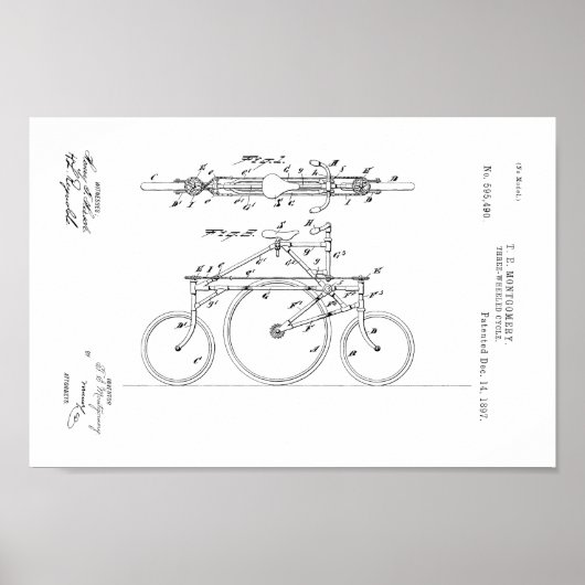 1897  fiets 3-wielpatentafdrukken poster (Voorkant)