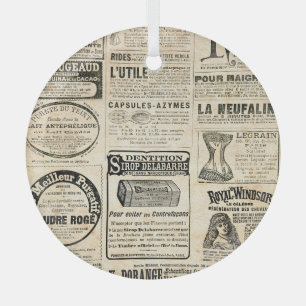 1897 Franse krantenadvertentie Glas Ornament