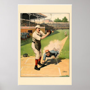 1897 Honkbal Thuisplaat Slide Klassieke Vintage Poster