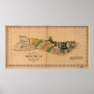 1897 Kaart van Molokai - Hawaiian Poster