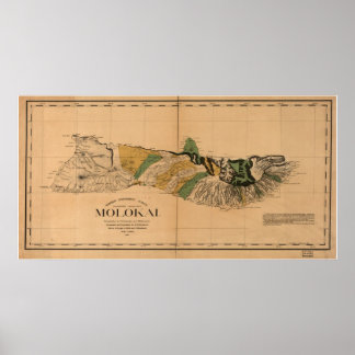 1897 Kaart van Molokai - Hawaiian Poster