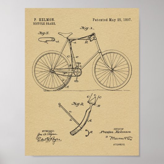 1897 Kunsttekening fietspatroon Poster (Voorkant)