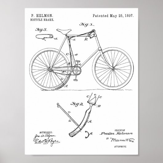 1897 Kunsttekening fietspatroon Poster (Voorkant)