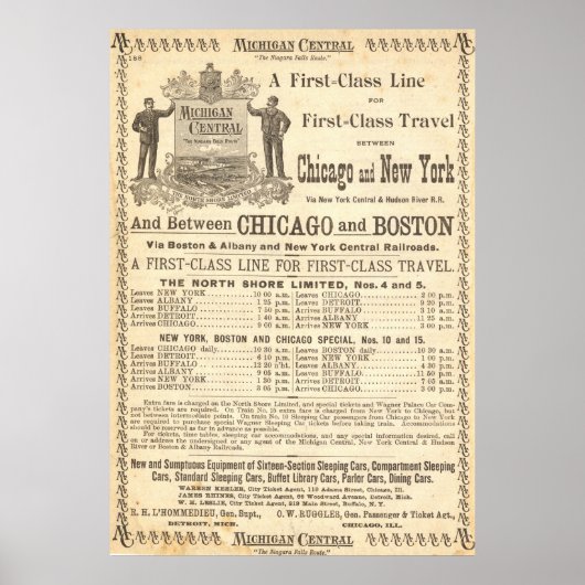 1897  MICHIGAN CENTRAAL RAILWEGPOSTER POSTER (Voorkant)