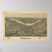 1897 Morgantown, WV Bird's Eye Uitzicht Panorama Poster (Voorkant)