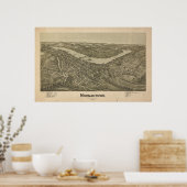 1897 Morgantown, WV Bird's Eye Uitzicht Panorama Poster (Keuken)