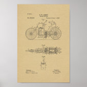 1897  Steam Bicycle Patent Art-afdrukken Poster (Voorkant)