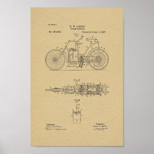 1897 Steam Bicycle Patent Art-afdrukken Poster