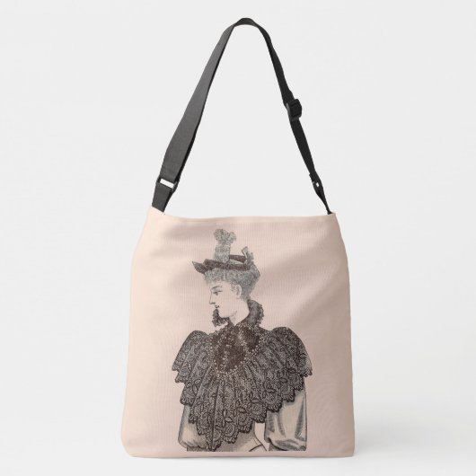1897 Victoriaans vrouwelijke print Crossbody Tas (Achterkant)