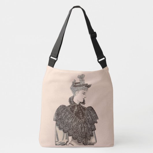 1897 Victoriaans vrouwelijke print Crossbody Tas (Voorkant)