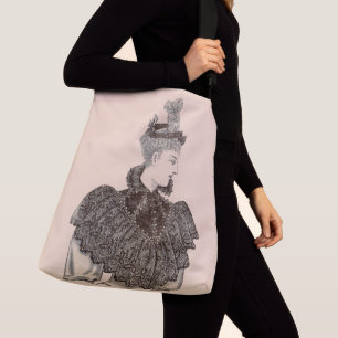 1897 Victoriaans vrouwelijke print Crossbody Tas