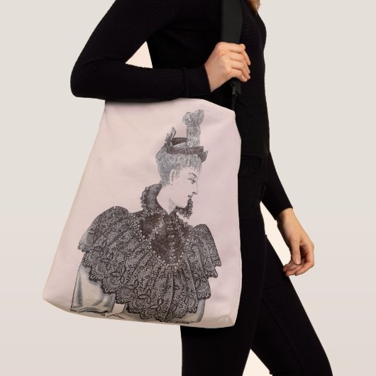 1897 Victoriaans vrouwelijke print Crossbody Tas (Dichtbij)