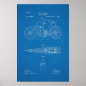 1897 Vintage Steam Bicycle Patent Blueprint Art Poster (Voorkant)