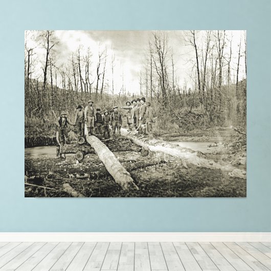 1898 ALASKA INHEEMSE INDIANEN Witte Mannen houten  Canvas Afdruk (Insitu (Houten vloer))