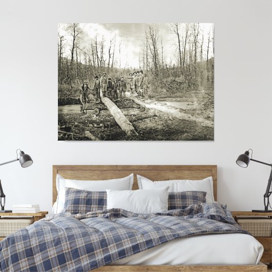 1898 ALASKA INHEEMSE INDIANEN Witte Mannen houten  Canvas Afdruk (Insitu (Slaapkamer))