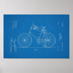 1898  blauwdruk voor fietspatronen afdrukken poster