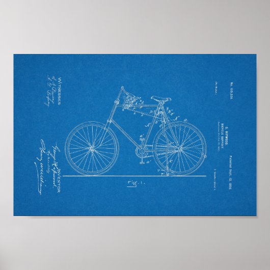 1898 blauwdruk voor fietspatronen afdrukken poster (Voorkant)