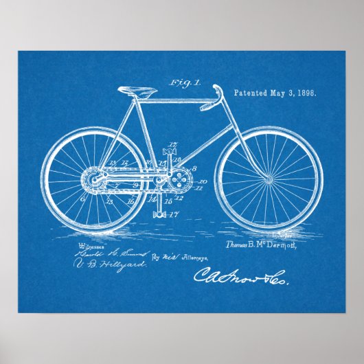 1898  blauwdruk voor fietspatronen afdrukken poster (Voorkant)