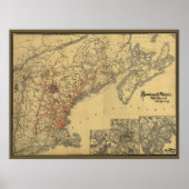 1898 Boston to Maine Railroad Map Poster (Voorkant)