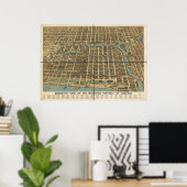 1898 Chicago, IL Birds Eye Uitzicht Panoramic Map Poster (Thuiskantoor)