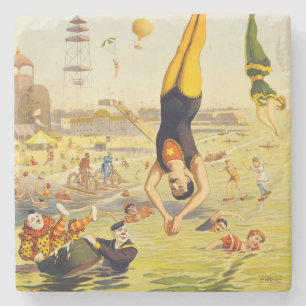 1898 Coney Island Reclameposter voor een freakshow Stenen Onderzetter