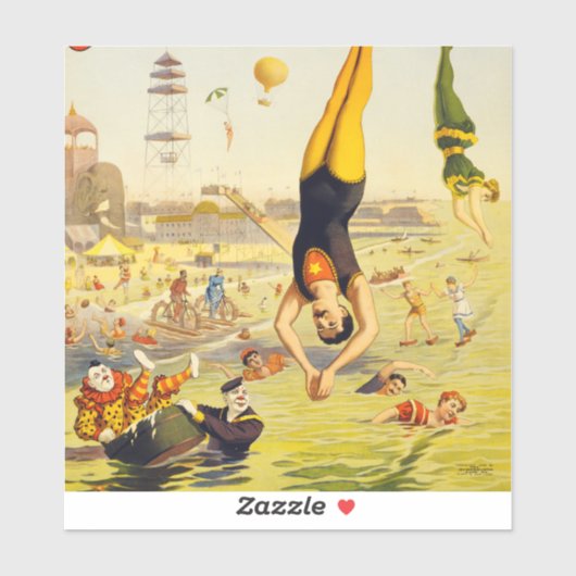 1898 Coney Island Reclameposter voor een freakshow Sticker (Vel)