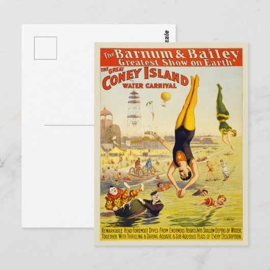 1898 Coney Island Sideshow Poster Briefkaart (Voorkant / Achterkant)