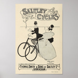 1898  fietsen met saltley en kunstmatig Poster