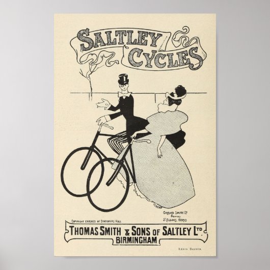 1898  fietsen met saltley en kunstmatig Poster (Voorkant)