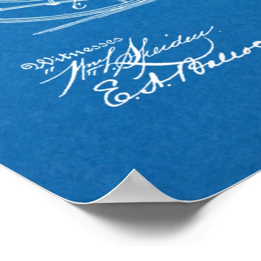 1898 fietspad met blauwdruk voor patenten poster (Hoek)