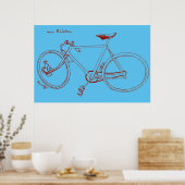 1898  illustratie van fietsen en kunstwerk Poster (Keuken)