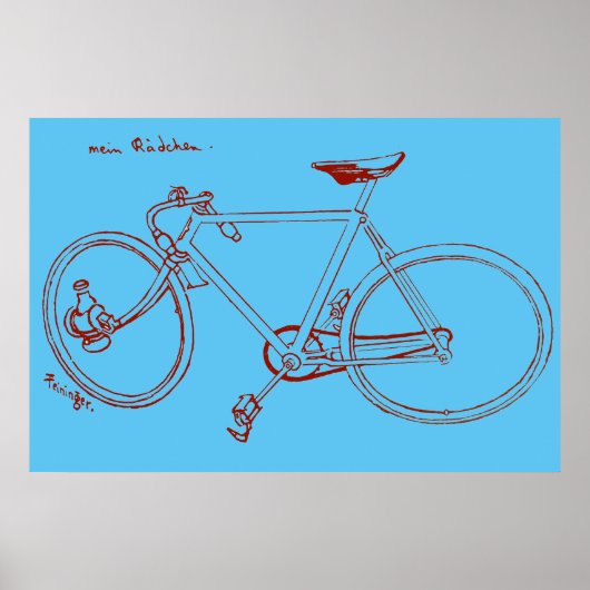 1898  illustratie van fietsen en kunstwerk Poster (Voorkant)