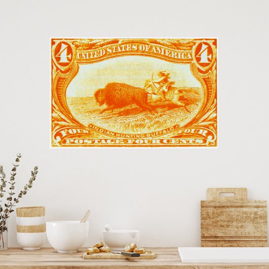 1898 Indische jachtbuffelstempel Poster (Keuken)