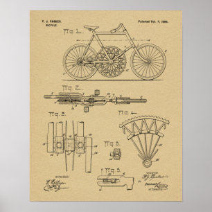 1898 Kettingloos tandwiel-naar-tandwielvormig fiet Poster