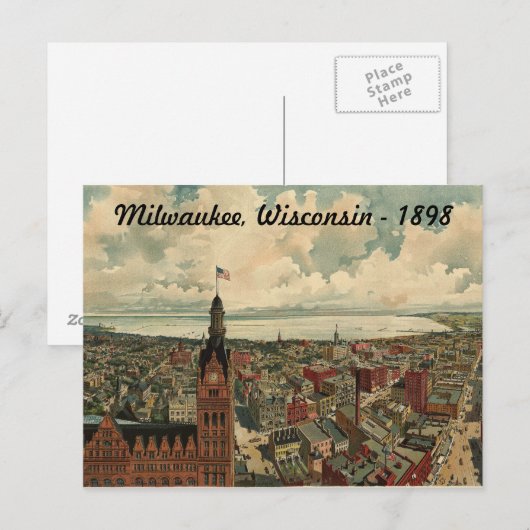 1898 Milwaukee, WI Birds Eye Uitzicht Briefkaart! Briefkaart (Voorkant / Achterkant)