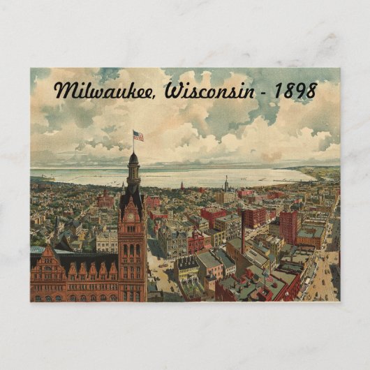 1898 Milwaukee, WI Birds Eye Uitzicht Briefkaart! Briefkaart (Voorkant)
