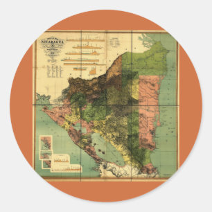 1898 officiële Kaart van Nicaragua Ronde Sticker