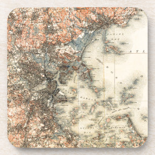 1898 Topografische kaart van Massachusetts uit Bos Drankjes Onderzetter