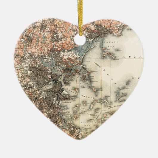 1898 Topografische kaart van Massachusetts uit Bos Keramisch Ornament (Voorkant)