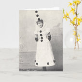 1898 Vrouw in Clown Kostuum, Antiek foto Kaart (Gele Bloem)
