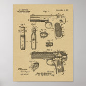 1899 Browning Pistool Patent Art Drawing Print (Voorkant)
