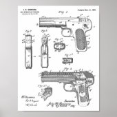 1899 Browning Pistool Patent Art Drawing Print (Voorkant)
