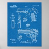 1899 Browning Pistool Patent Art Drawing Print (Voorkant)