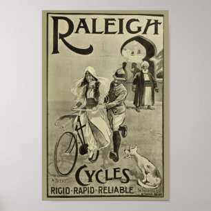 1899  fietsen, Raleigh-fietsen en kunstmatig Poste Poster